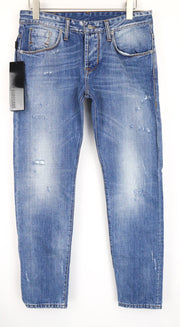 TAKESHY KUROSAWA TK 08 vyriški džinsai W34 mėlyni, netempiami, ploni, aptempti 