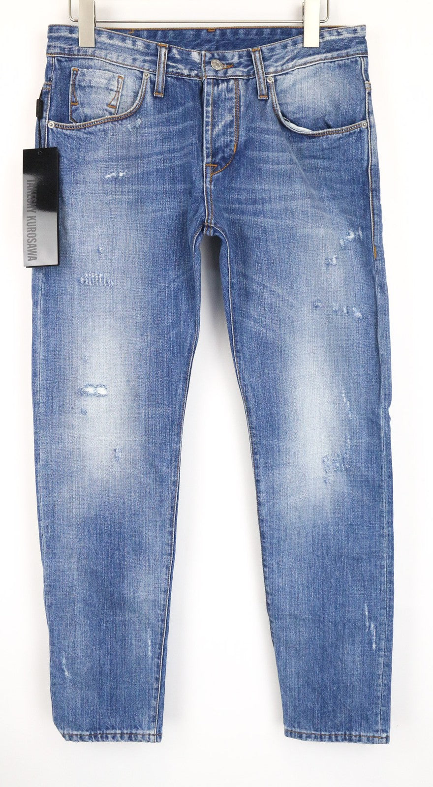 TAKESHY KUROSAWA TK 08 Men Jeans W34 Blue Non-Stretch Distressed Slim