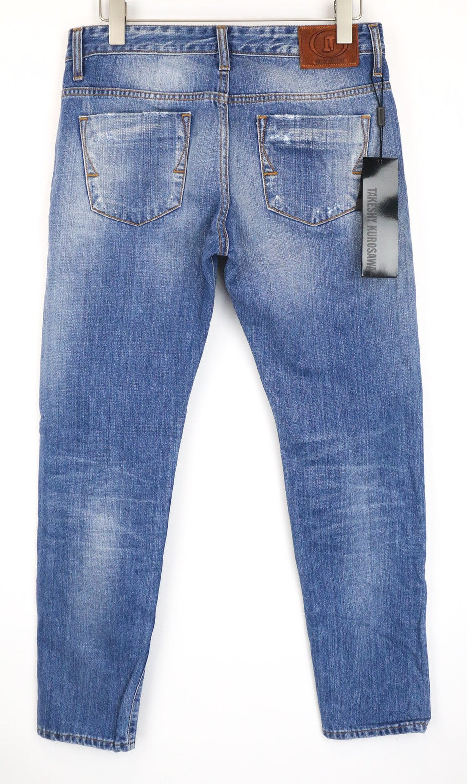 TAKESHY KUROSAWA TK 08 Men Jeans W34 Blue Non-Stretch Distressed Slim