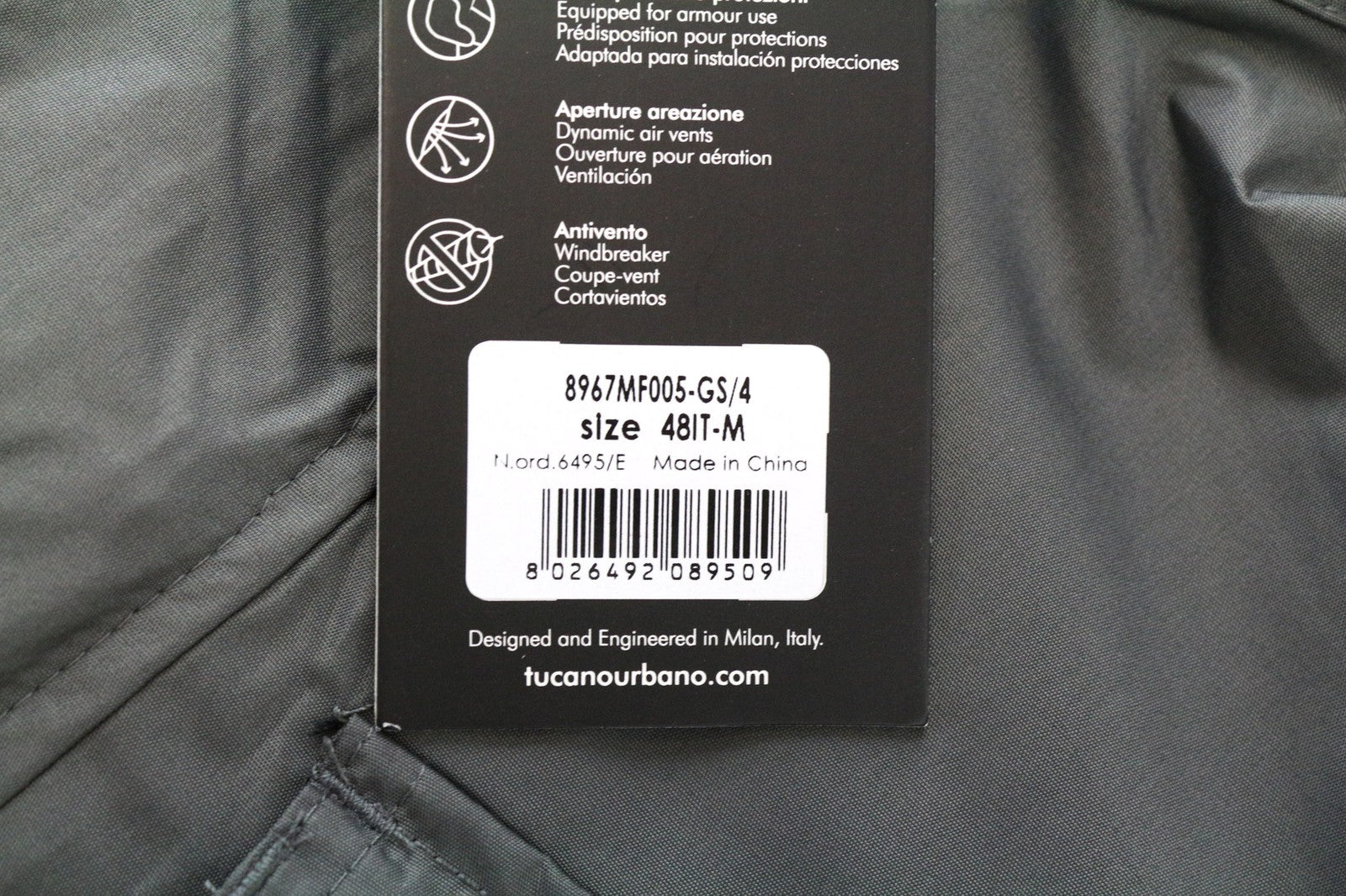 TUCANO URBANO Nauja Tucanji vyriška striukė IT48 pilka, kvėpuojanti, vėjui nepralaidi