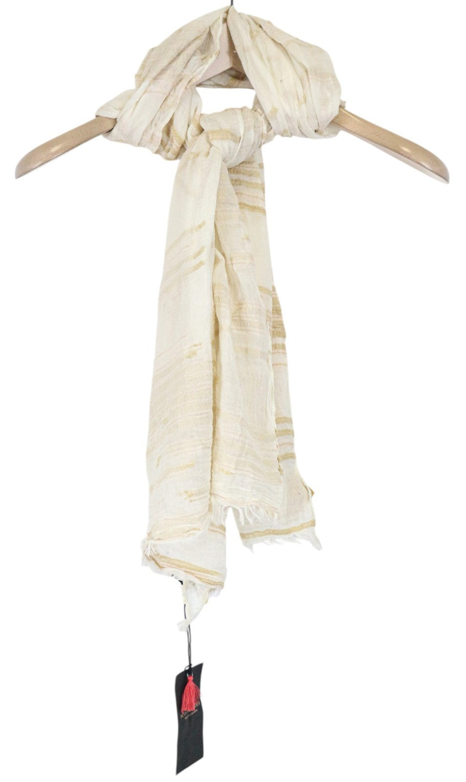 MAISON SCOTCH moteriškas šalikas, vieno dydžio, ekru spalvos, medvilnės mišinio raštas, lengvas 