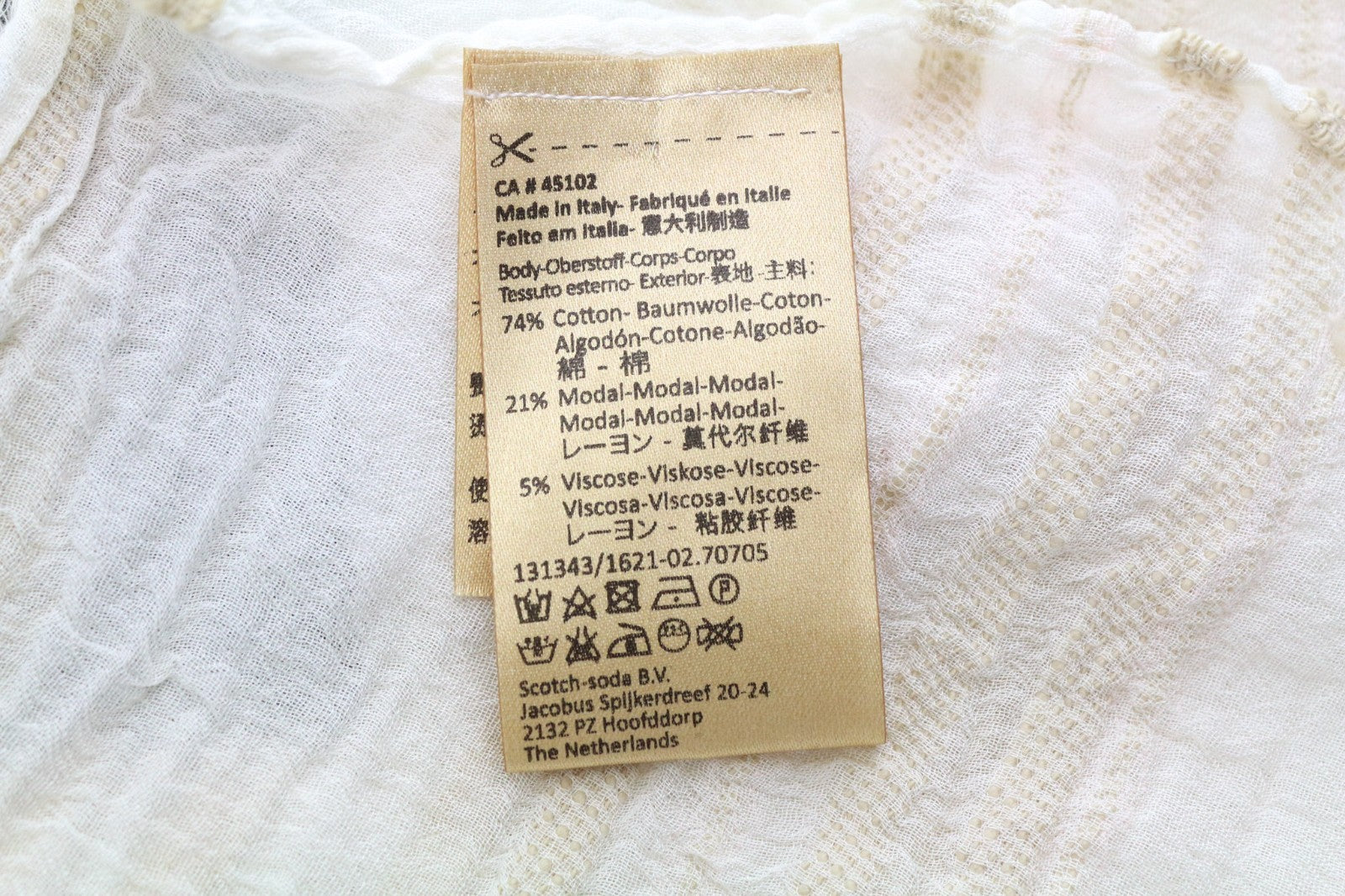 MAISON SCOTCH moteriškas šalikas, vieno dydžio, ekru spalvos, medvilnės mišinio raštas, lengvas 