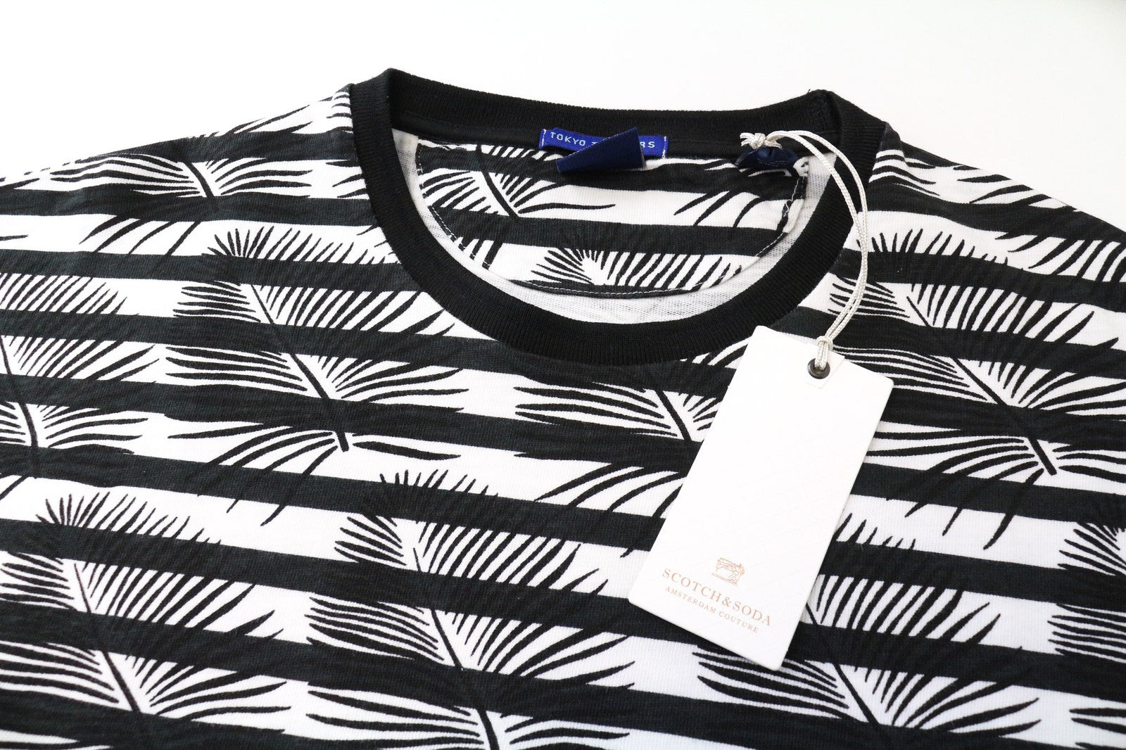 SCOTCH & SODA Ams Couture Men T-Shirt M White Black Anti Fit Long Sleeve