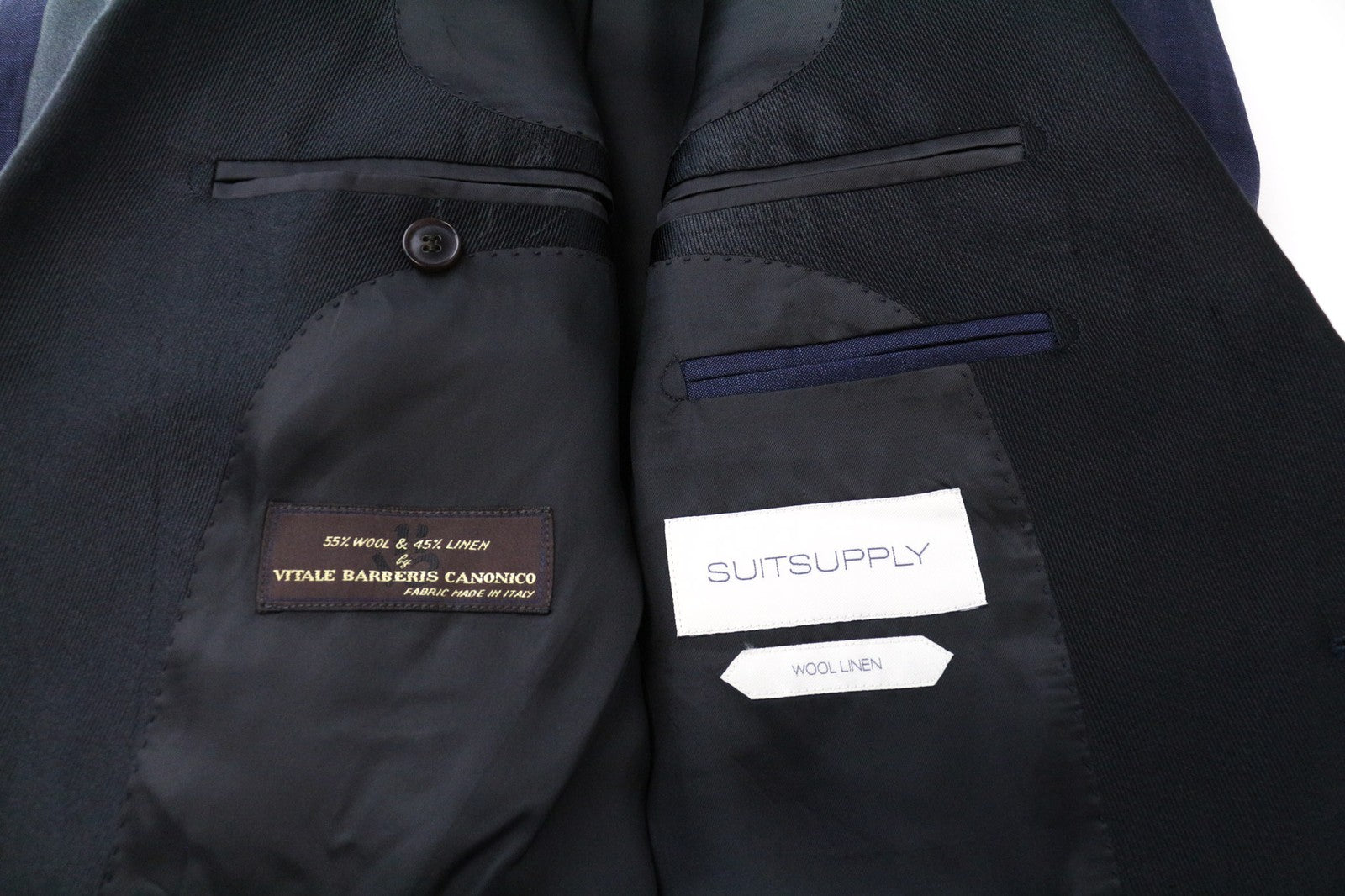 SUITSUPPLY Verona Men Blazer UK36R Tuxedo Single-Breasted Blue Wool Linen