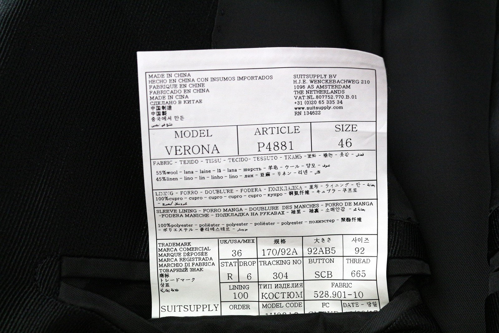 SUITSUPPLY Verona Men Blazer UK36R Tuxedo Single-Breasted Blue Wool Linen