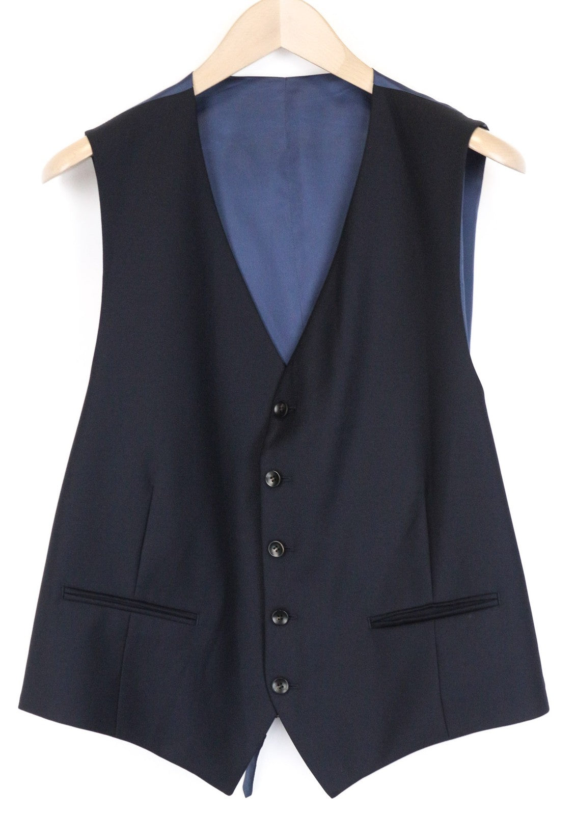 SUITSUPPLY Ferrara Men Waistcoat UK44S Blue Formal Wool Single-Breasted