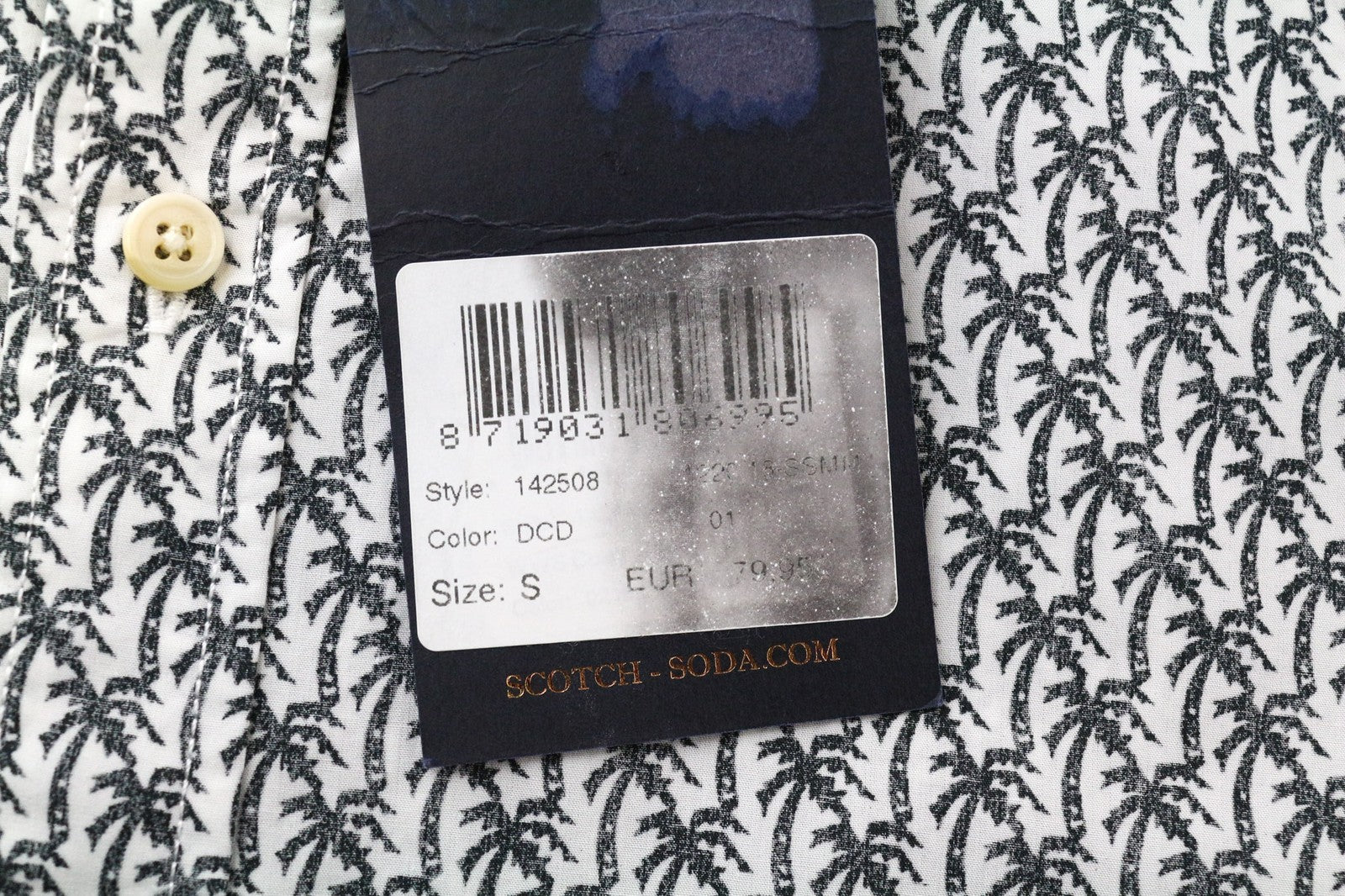 „SCOTCH &amp; SODA Ams Couture“ vyriški marškinėliai S, pilki, balti, su delnų raštu 