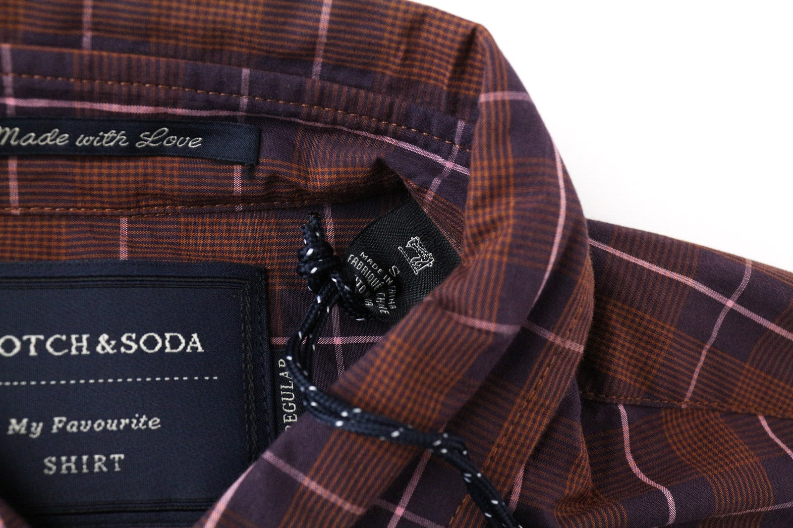 SCOTCH &amp; SODA Ams Couture vyriški marškinėliai S dydžio, grynos medvilnės, violetiniai, languoti. 