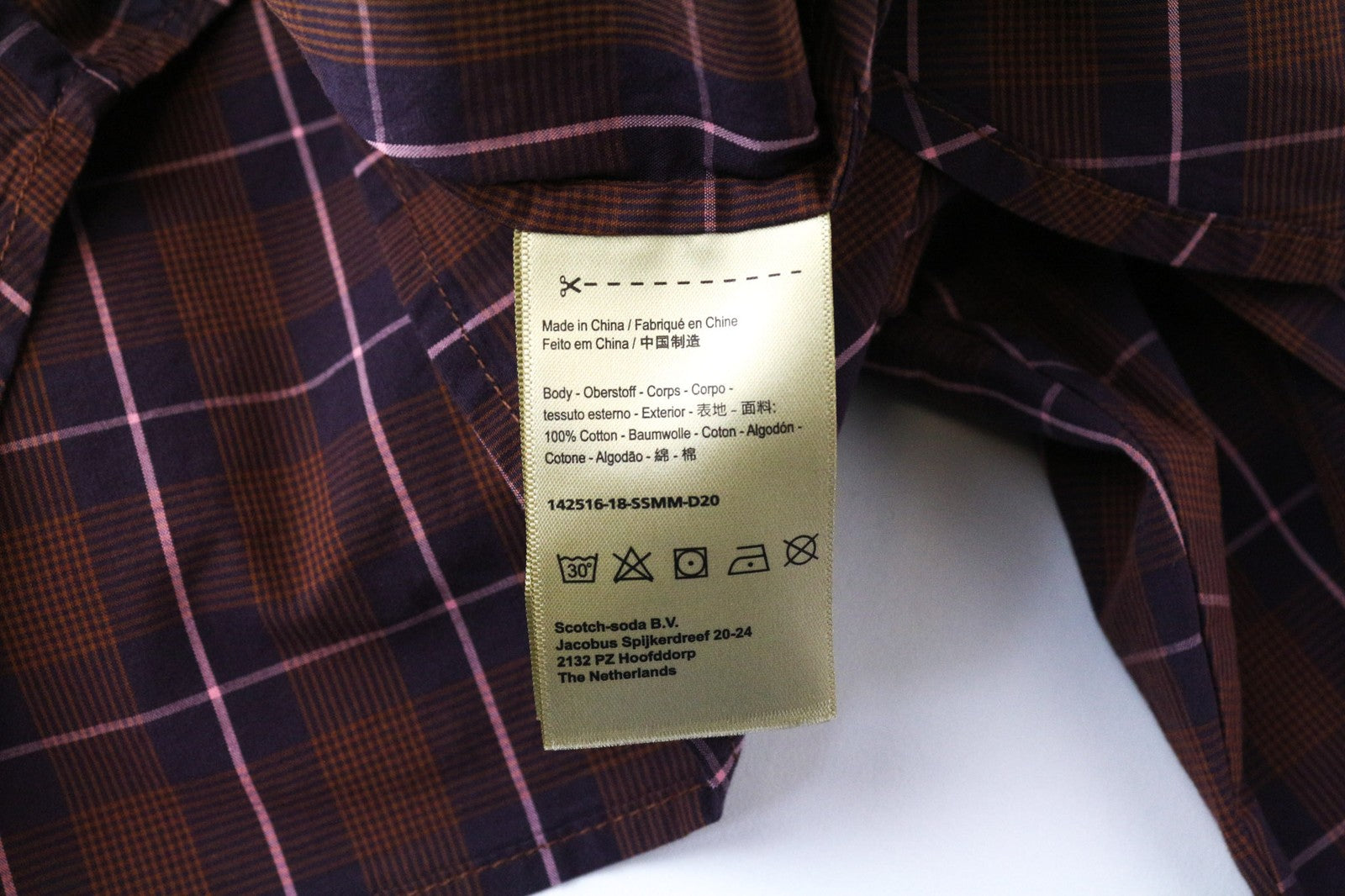 SCOTCH &amp; SODA Ams Couture vyriški marškinėliai S dydžio, grynos medvilnės, violetiniai, languoti. 