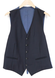 SUITSUPPLY Ferrara Men Waistcoat UK40R Blue Wool Single-Breasted Lined