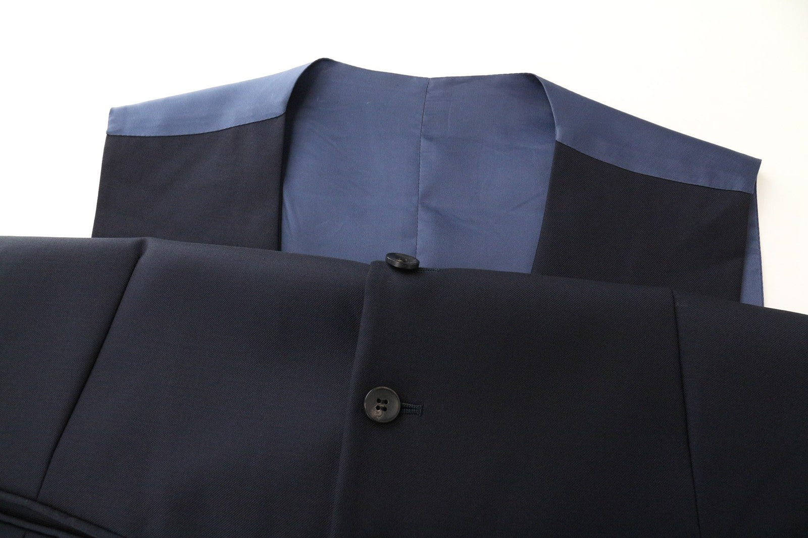 SUITSUPPLY Ferrara Men Waistcoat UK40R Blue Wool Single-Breasted Lined