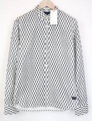 SCOTCH &amp; SODA vyriški marškinėliai M su sagomis, tamsiai mėlyni, klasikinio abstraktaus rašto, medvilniniai