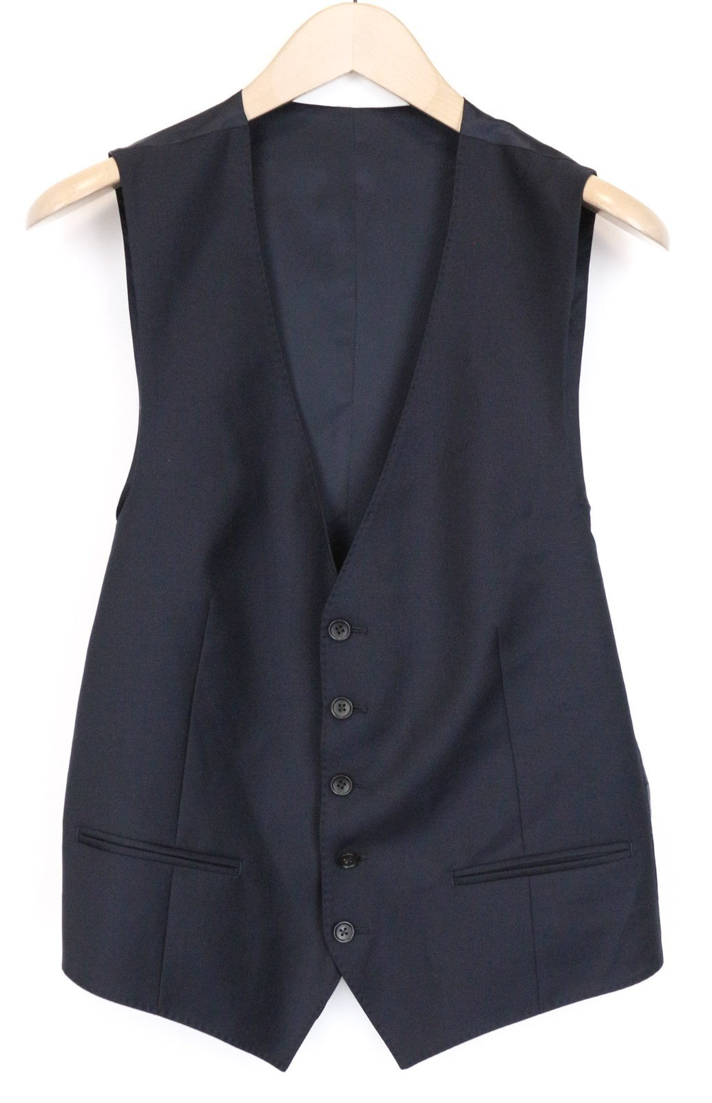 SUITSUPPLY Ferrara Men Suit UK38R Blue Slim 2-Piece Wool V-Neck Twill