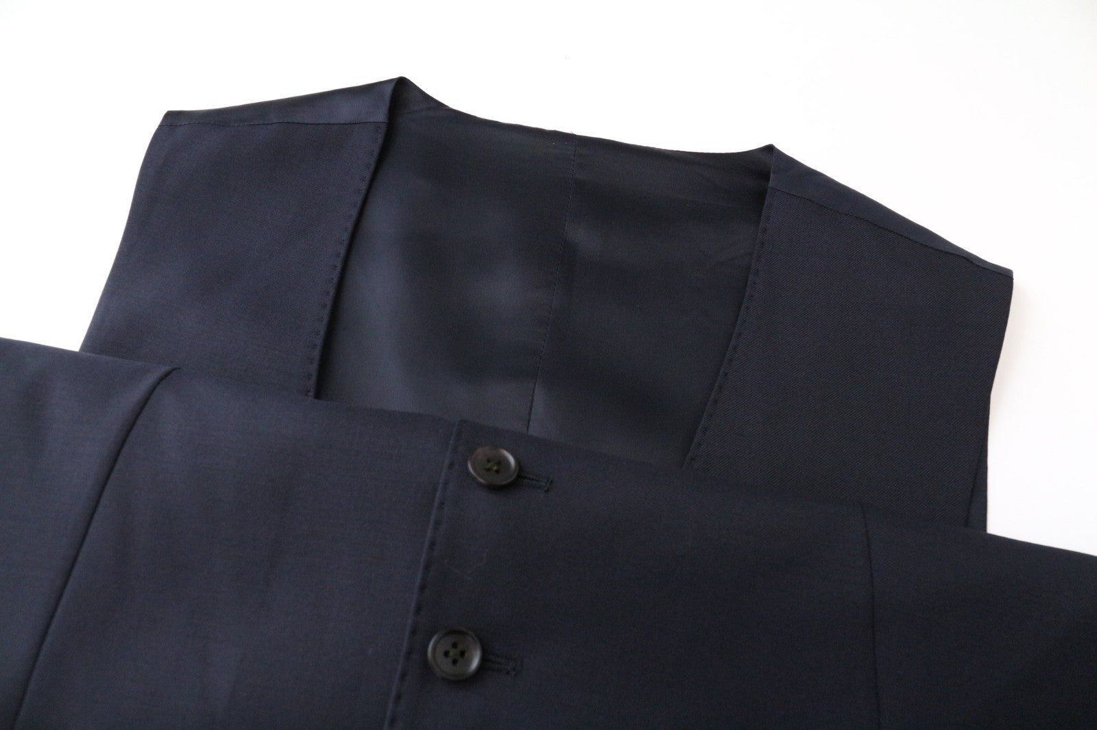 SUITSUPPLY Ferrara Men Suit UK38R Blue Slim 2-Piece Wool V-Neck Twill