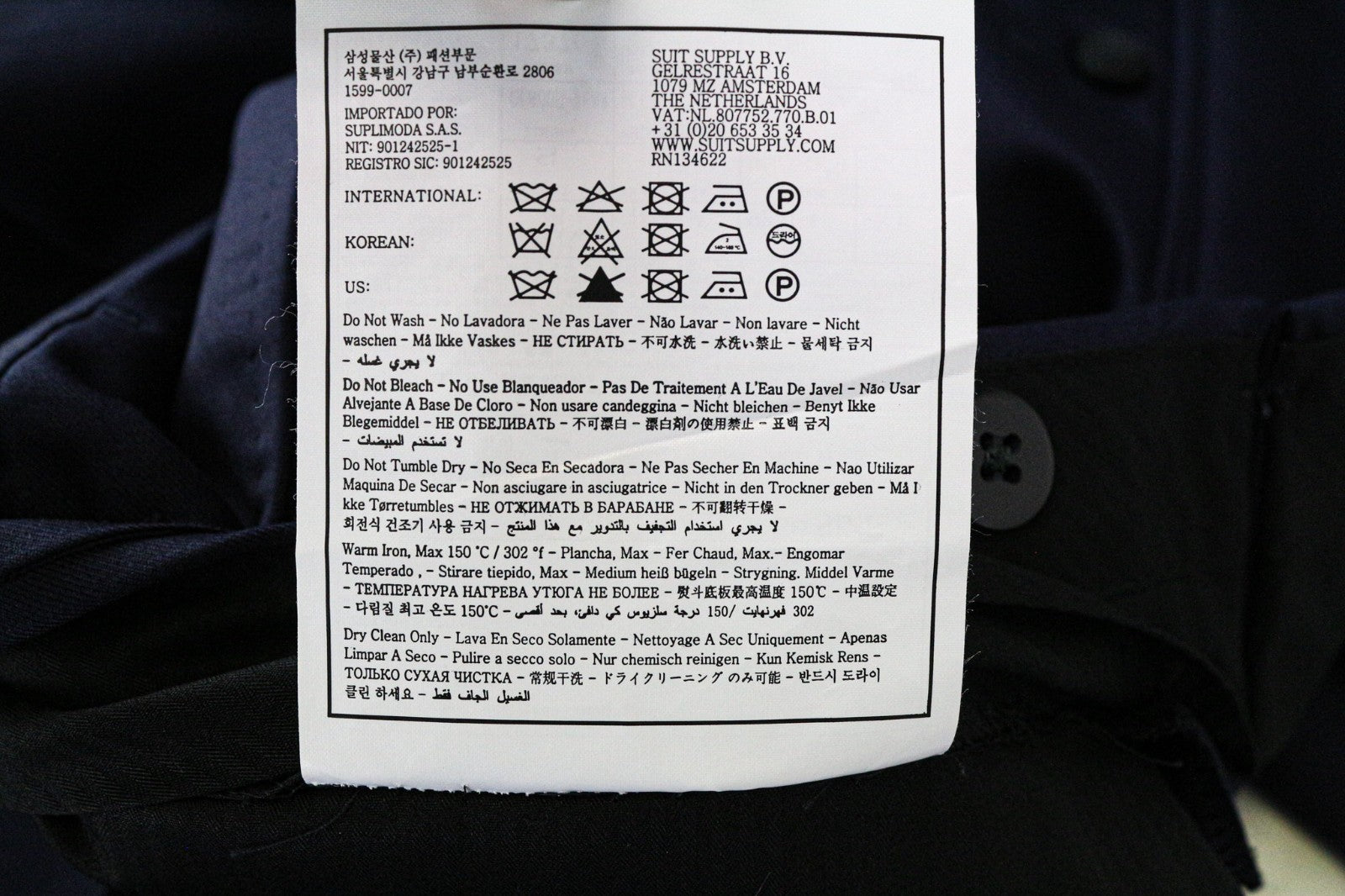 SUITSUPPLY U-Neck Men Suit UK36S Navy Slim 2-Piece Wool Tuxedo Classic