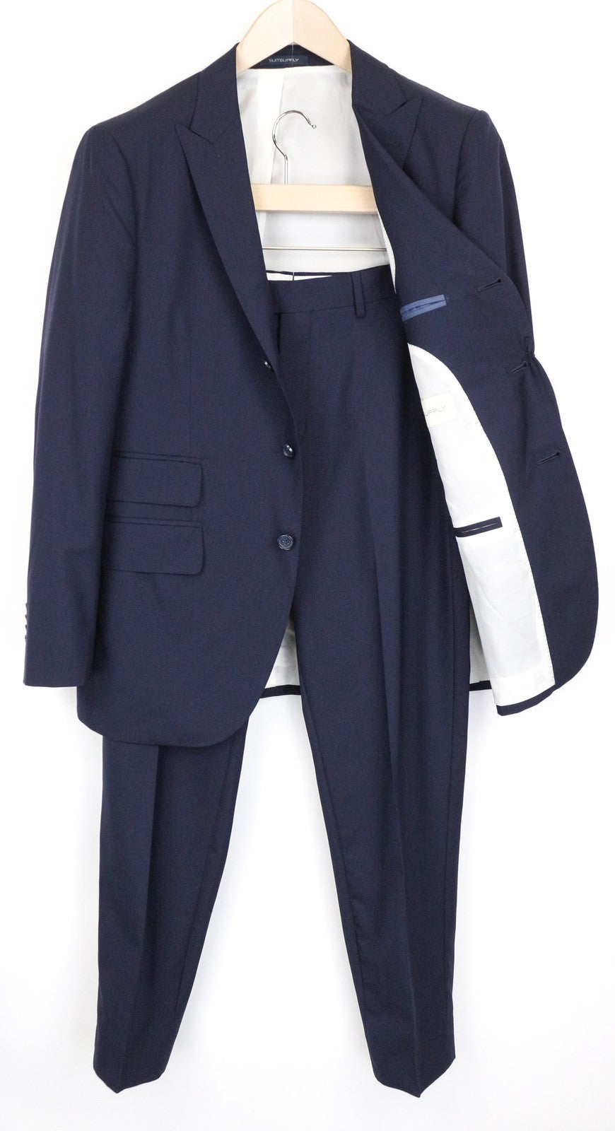 SUITSUPPLY La Spalla vyriškas kostiumas, UK38S, mėlynas, plonas, dviejų dalių, grynos vilnos, S120s 