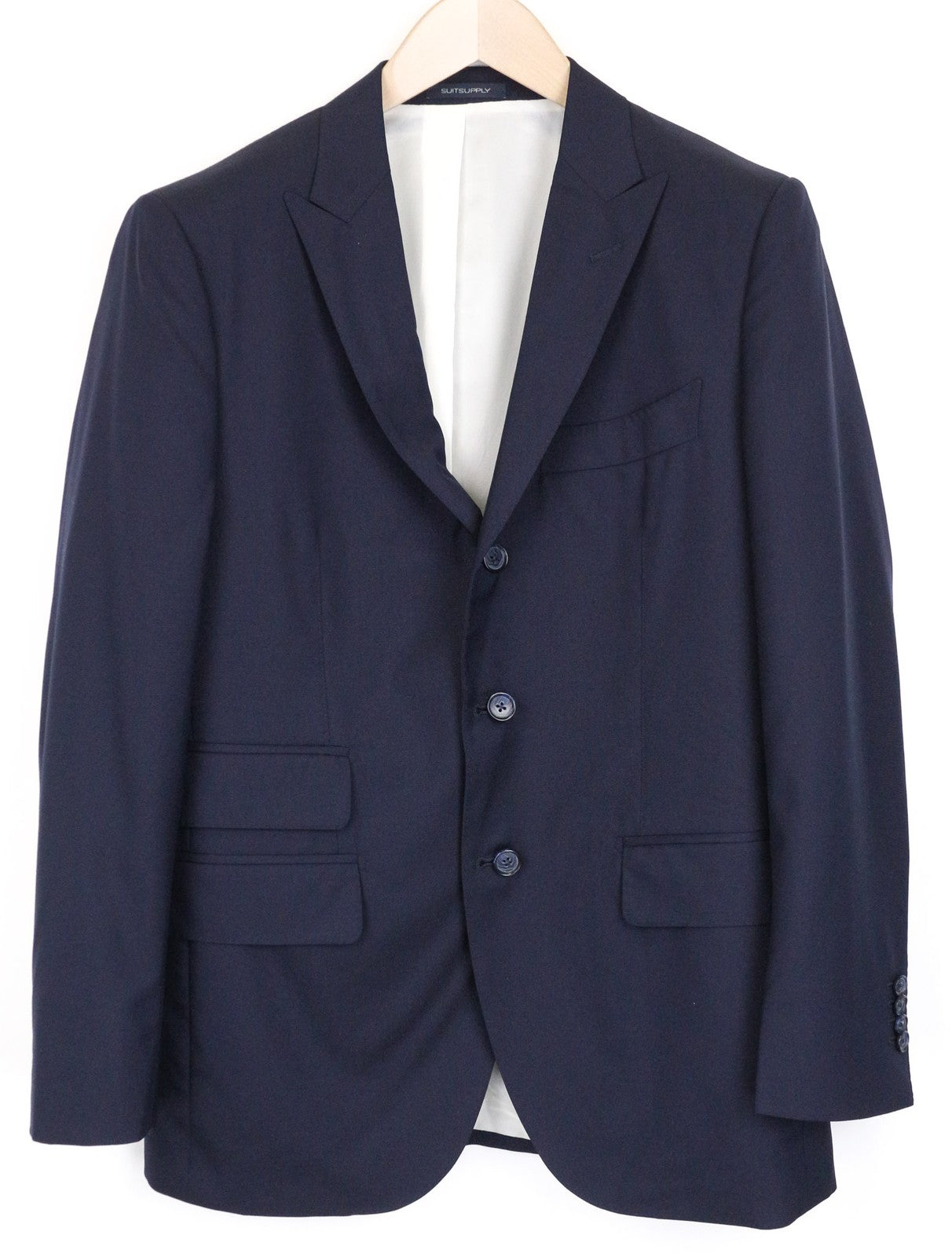 SUITSUPPLY La Spalla vyriškas kostiumas, UK38S, mėlynas, plonas, dviejų dalių, grynos vilnos, S120s 