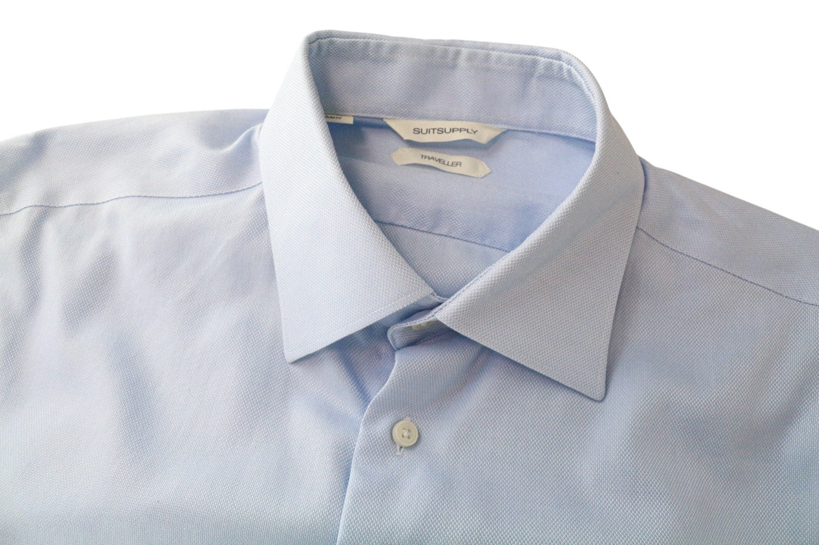 „SUITSUPPLY Traveller“ vyriški formalūs marškiniai, 41L/16L, ploni mėlyni medvilniniai dryžuoti marškiniai 