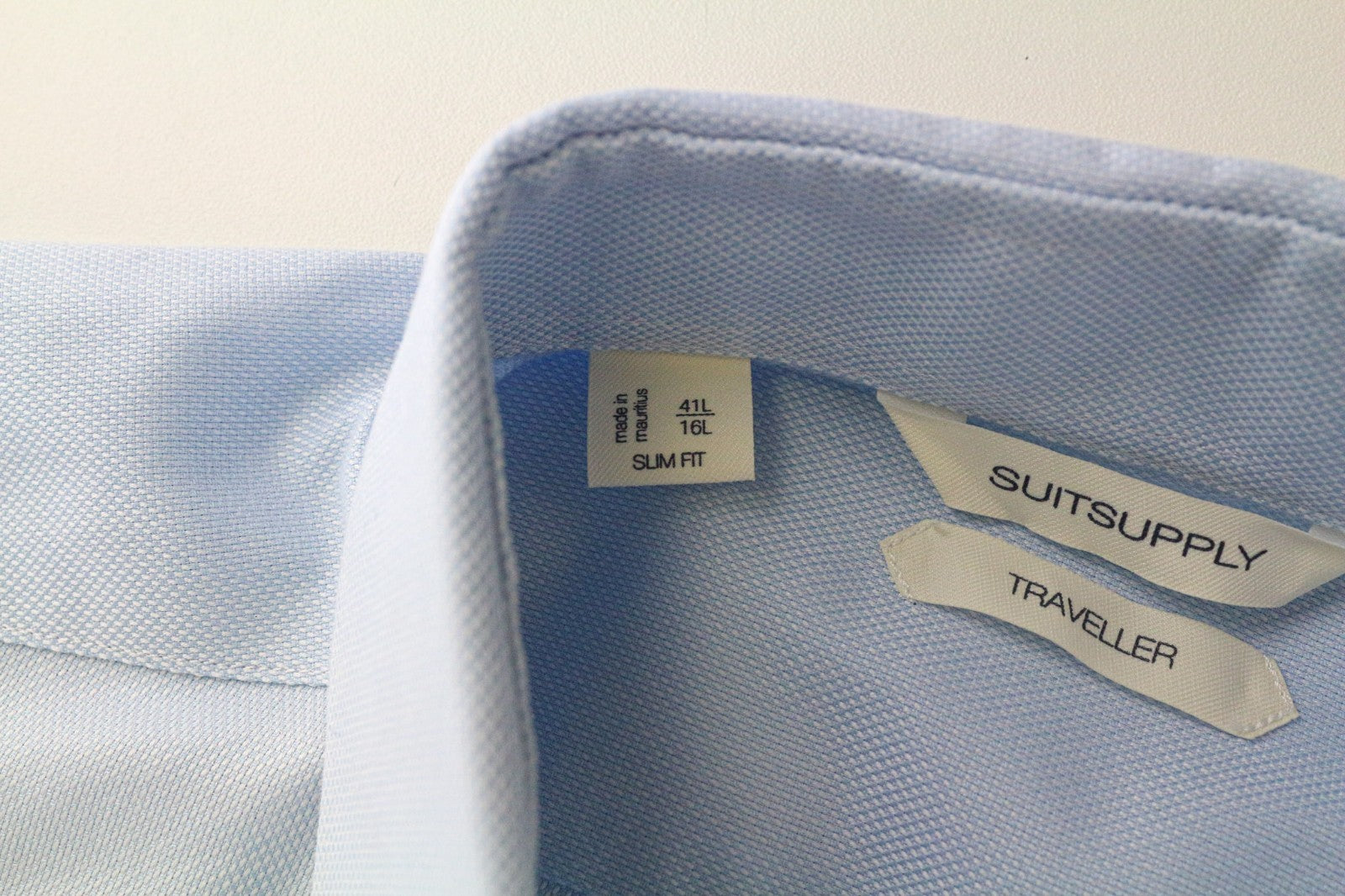 „SUITSUPPLY Traveller“ vyriški formalūs marškiniai, 41L/16L, ploni mėlyni medvilniniai dryžuoti marškiniai 