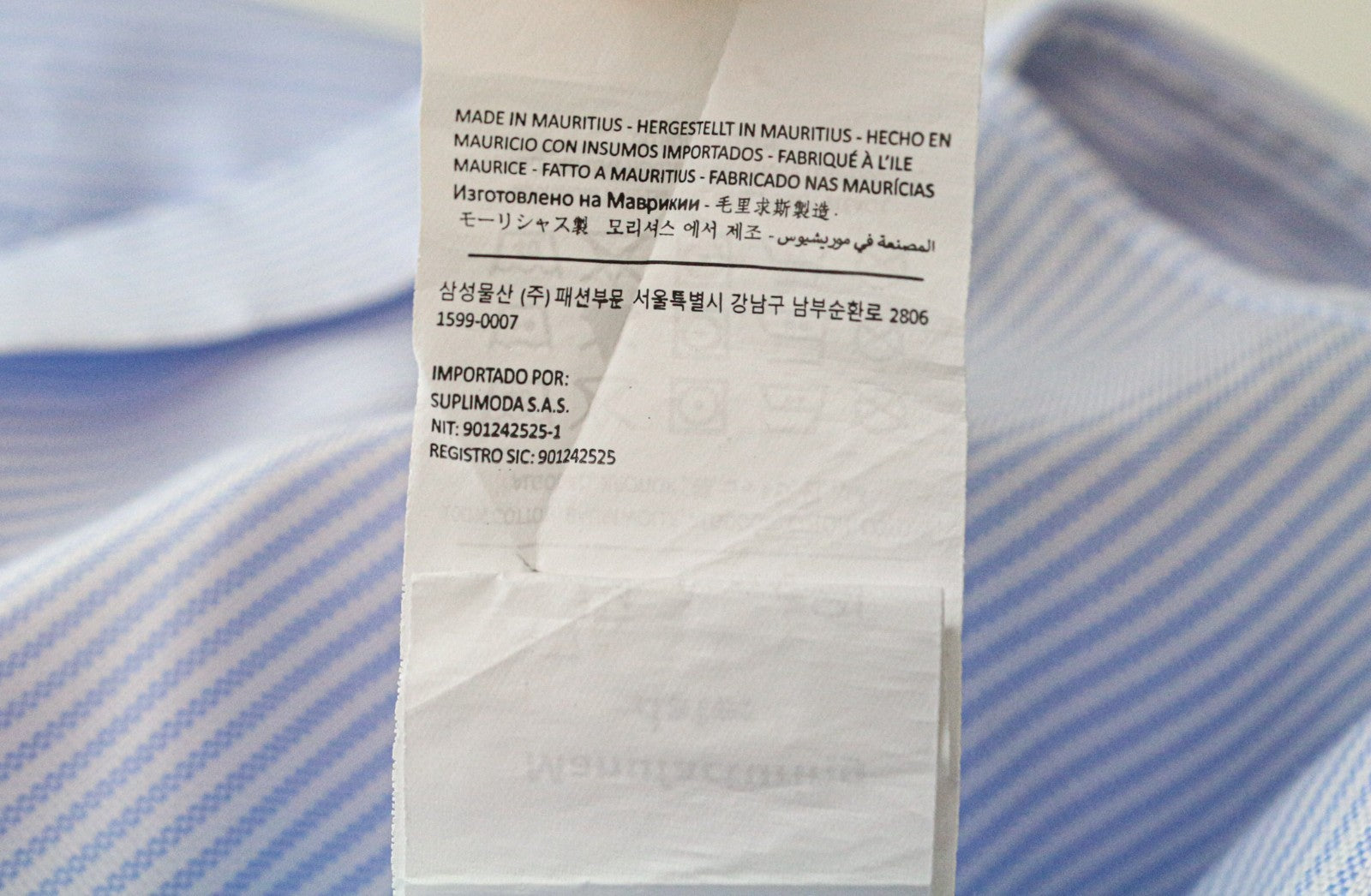 SUITSUPPLY Men's Formal Shirt 37/14 1/2 Extra Slim Blue Pure Cotton Striped Cut