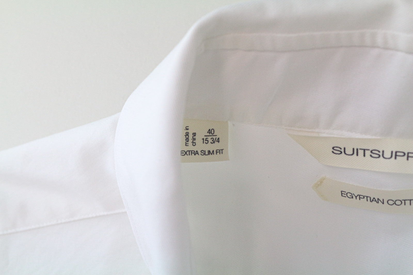 SUITSUPPLY vyriški oficialūs marškinėliai 40/15 3/4 Itin ploni balti medvilniniai ilgomis rankovėmis 