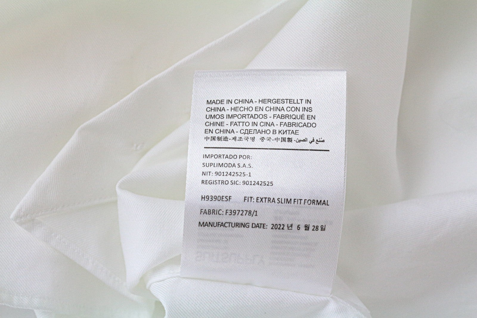 SUITSUPPLY vyriški oficialūs marškinėliai 40/15 3/4 Itin ploni balti medvilniniai ilgomis rankovėmis 