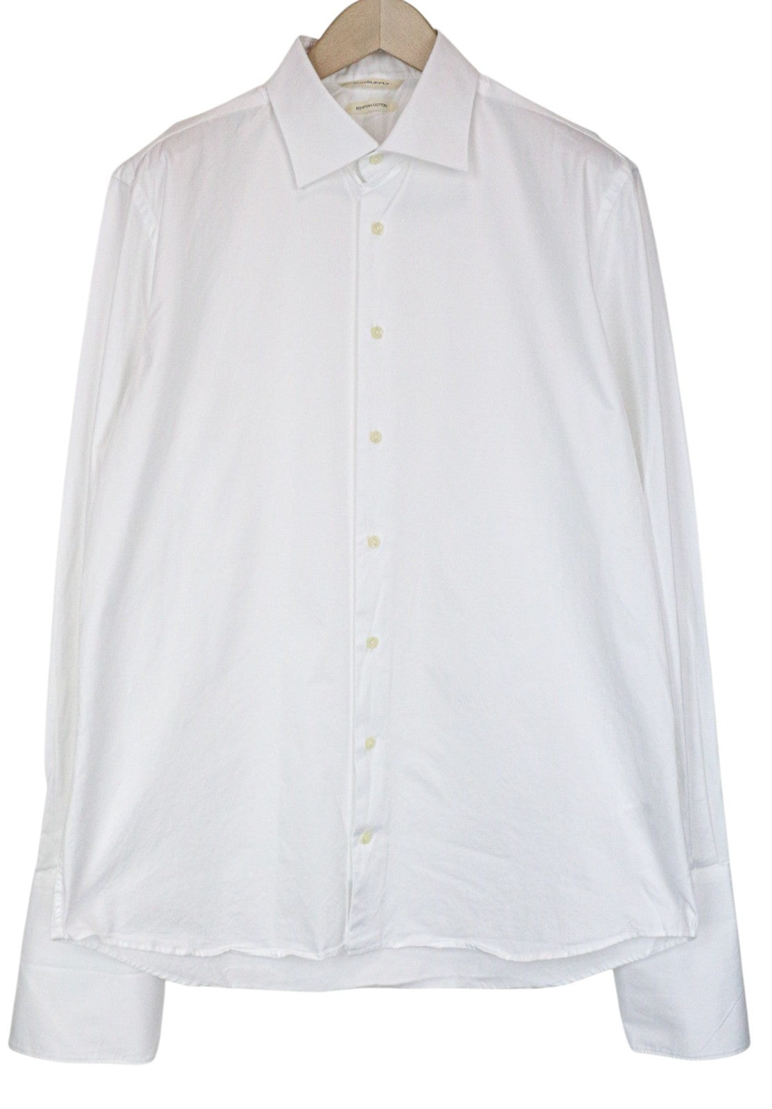 SUITSUPPLY vyriški formalūs marškinėliai 43/17 ploni balti grynos medvilnės klasikiniai ilgomis rankovėmis 