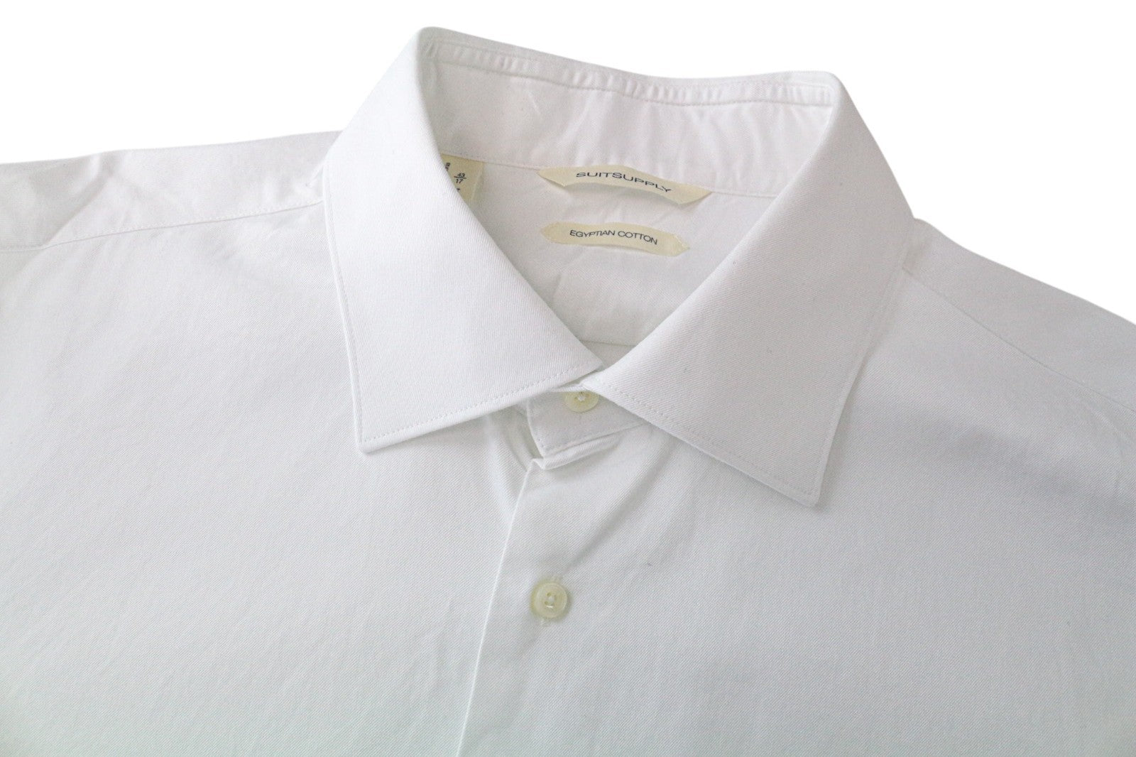 SUITSUPPLY vyriški formalūs marškinėliai 43/17 ploni balti grynos medvilnės klasikiniai ilgomis rankovėmis 
