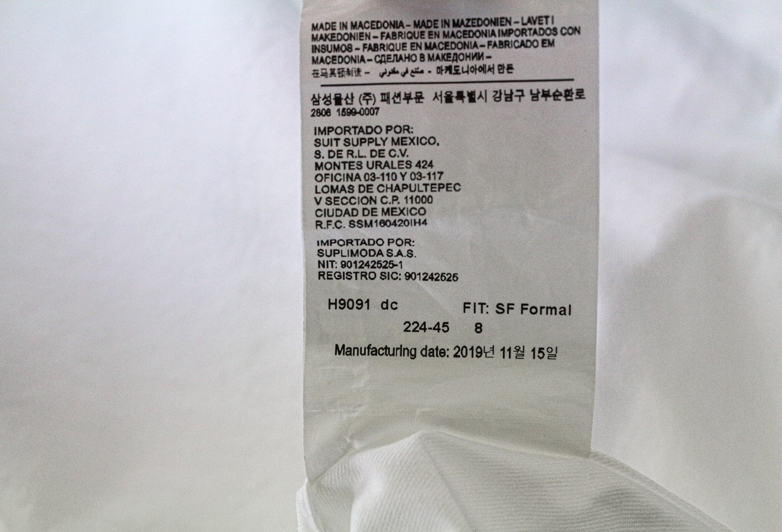 SUITSUPPLY vyriški formalūs marškinėliai 43/17 ploni balti grynos medvilnės klasikiniai ilgomis rankovėmis 