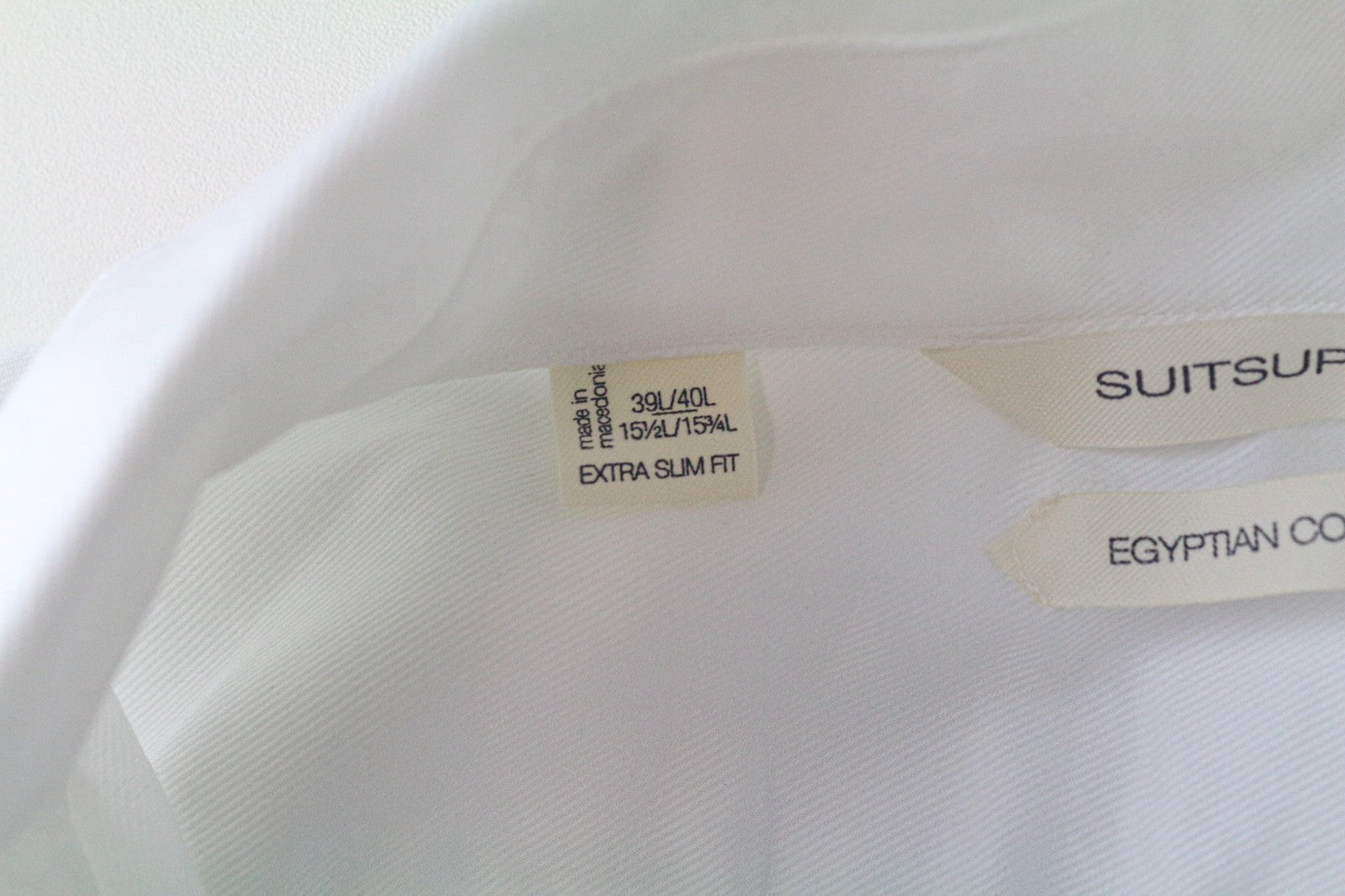 SUITSUPPLY vyriški formalūs marškinėliai 39L/40L/15 1/2L/15 3/4L itin ploni balti medvilniniai marškiniai 