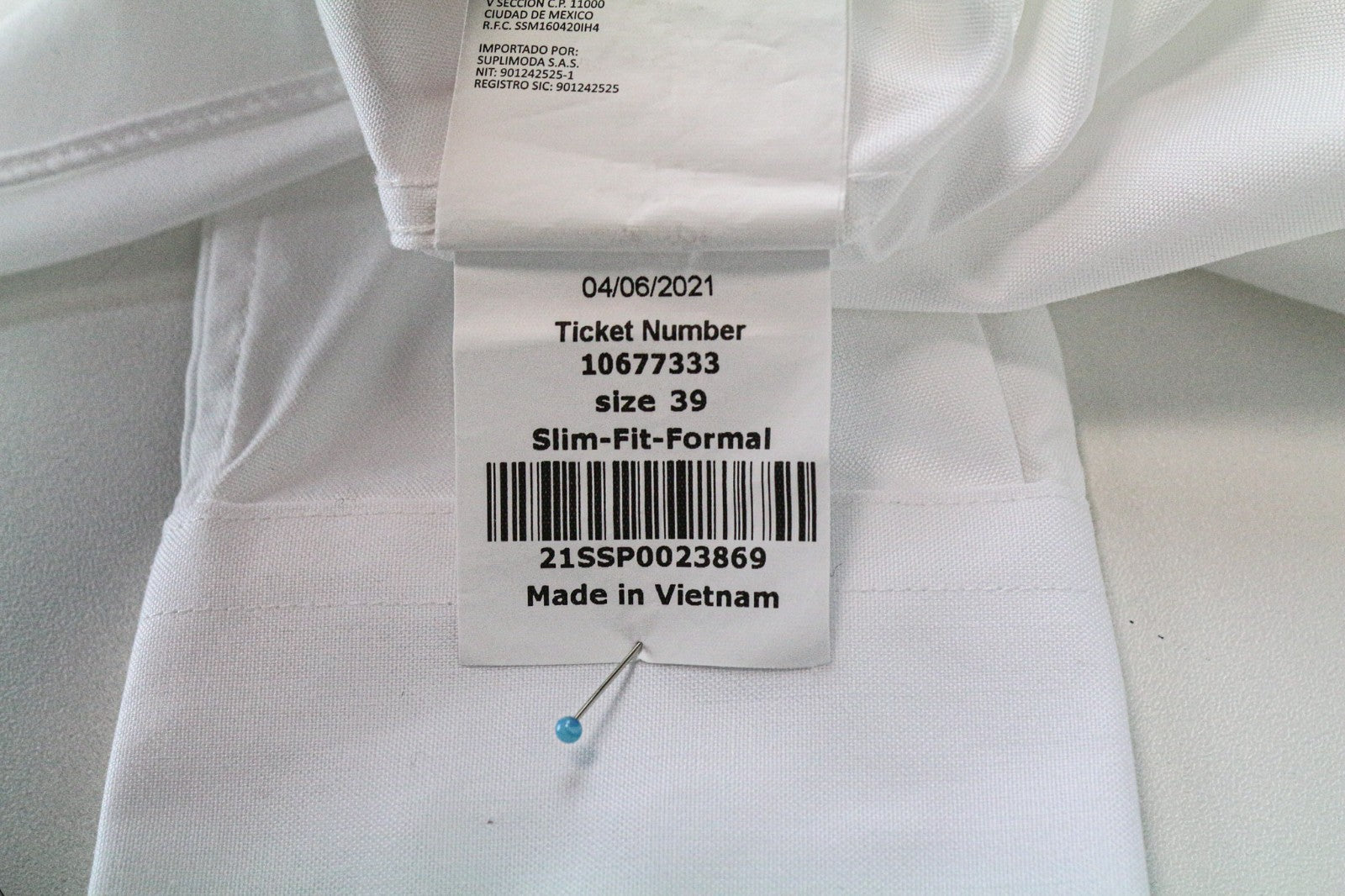 „SUITSUPPLY“ vyriški formalūs marškiniai, 39 cm, balti, ploni, grynos medvilnės dryžuoti marškiniai su sagomis 