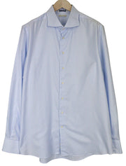 SUITSUPPLY Men's Formal Shirt 46/18 Extra Slim Blue Cotton Striped Classic