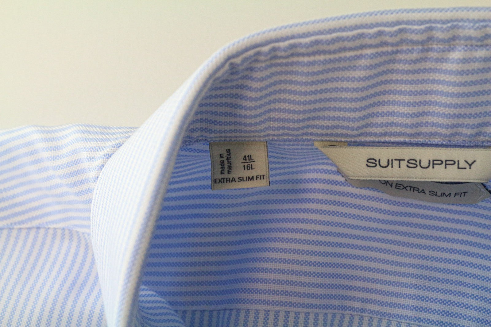 SUITSUPPLY Men's Formal Shirt 41L/16L Extra Slim Blue Cotton Stripe Pattern