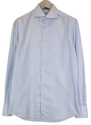 SUITSUPPLY Men's Formal Shirt 40/15 3/4 Extra Slim Blue Cotton Stripe Patterned