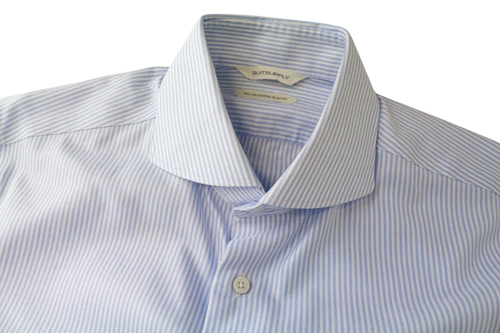 SUITSUPPLY Men's Formal Shirt 39L/15 1/2L Extra Slim Blue Striped Long Sleeve