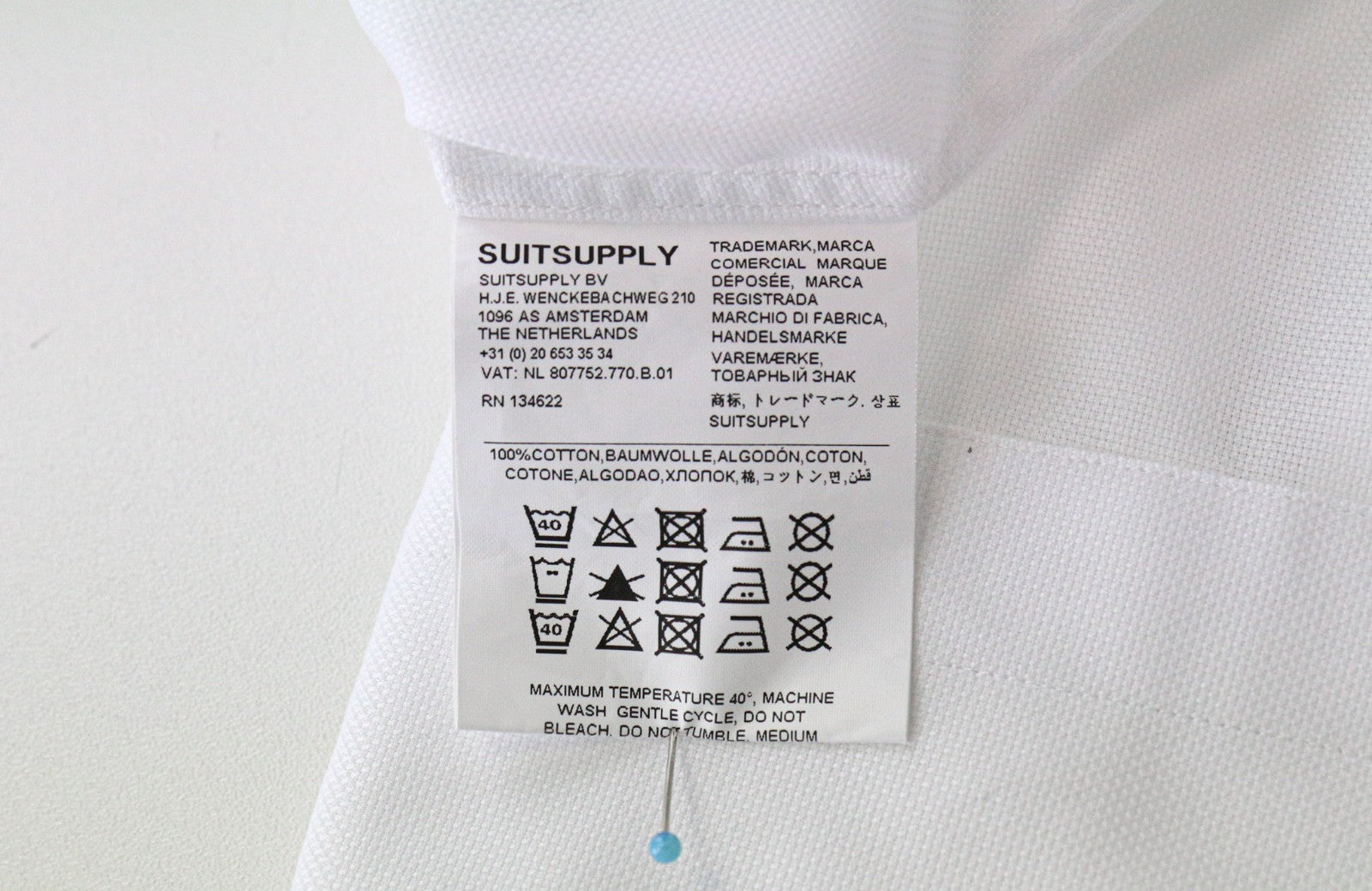 „SUITSUPPLY Traveller“ vyriški formalūs marškiniai, 38/15, ploni, balti, ilgomis rankovėmis, dryžuoti 