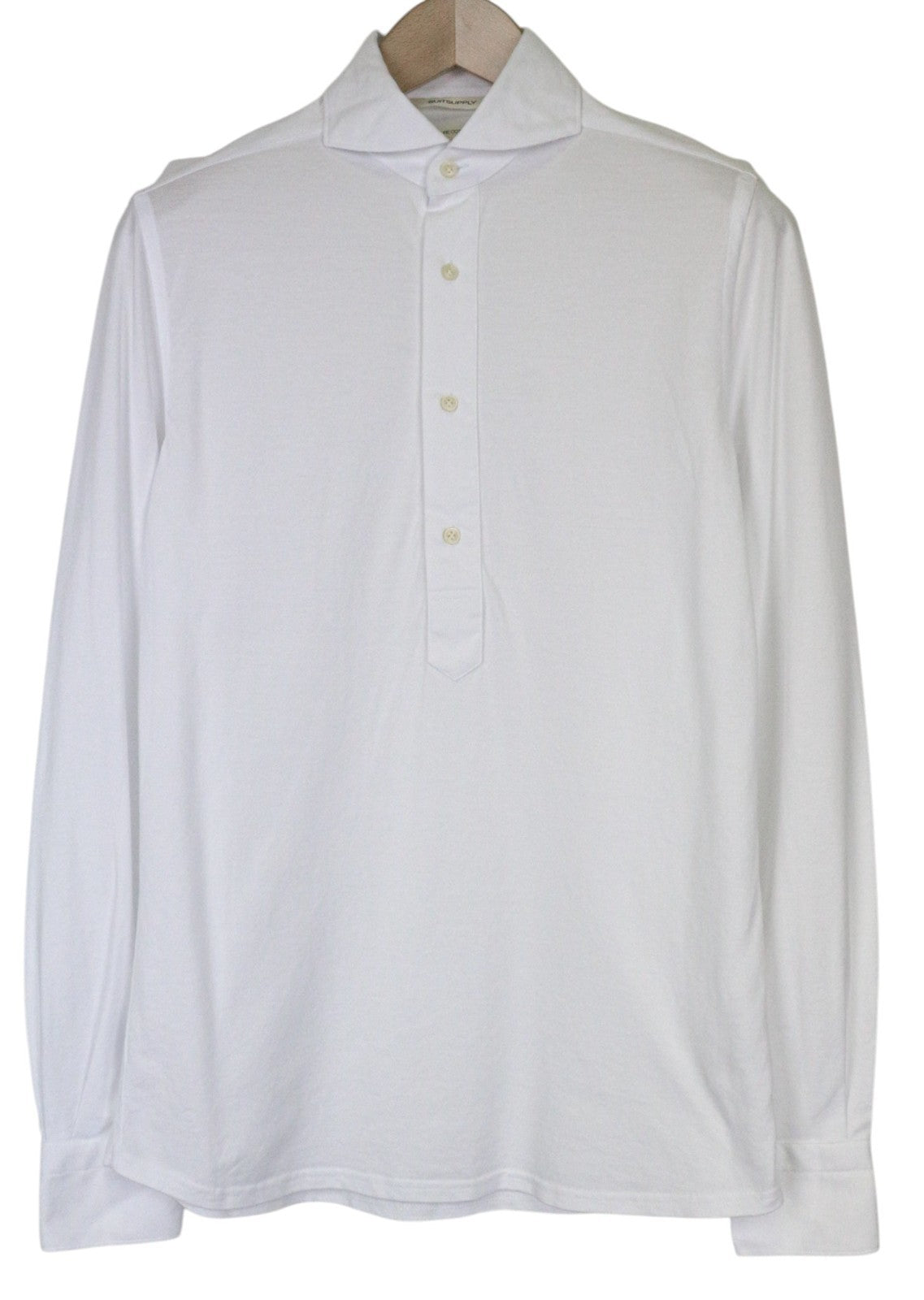 SUITSUPPLY Men's Shirt 37/38/14 1/2/15 Extra Slim White Cotton Polo Style