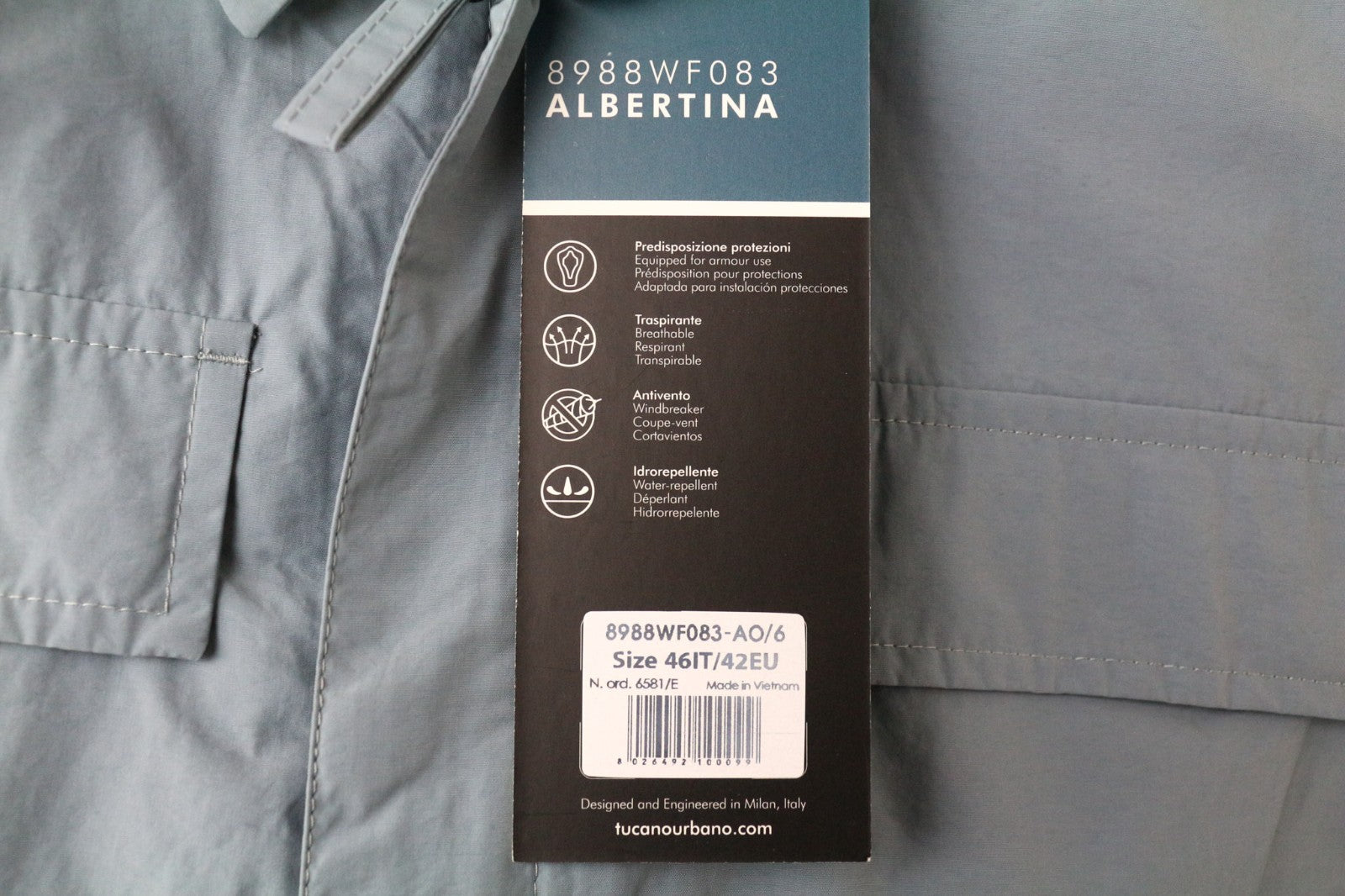 TUCANO URBANO Albertina moteriška motociklininko striukė, šviesiai mėlyna, medvilnės mišinio striukė, EU42 