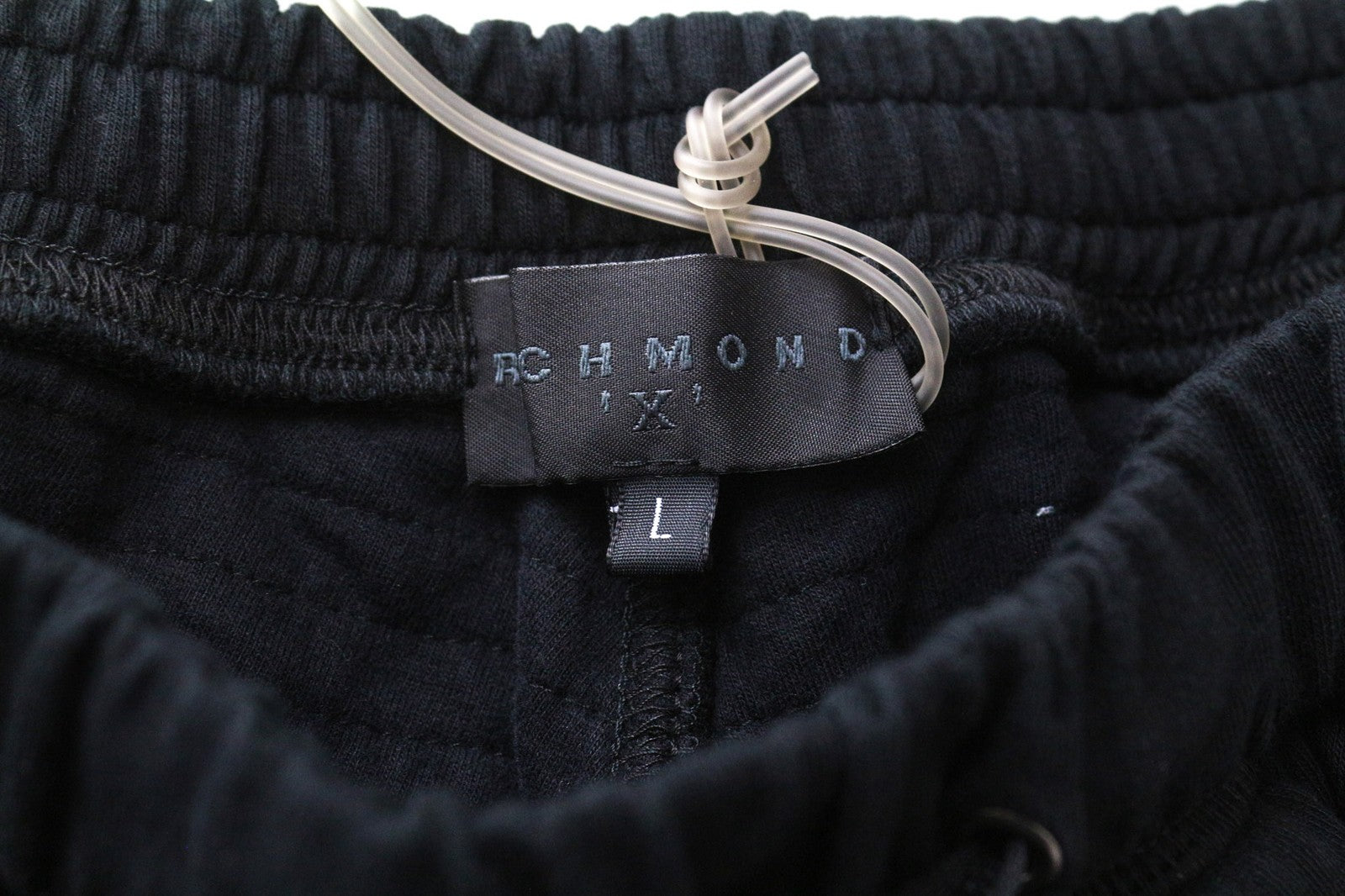 RICHMOND vyriškos sportinės kelnės juodos L dydžio, tamprios medvilnės kelnės su raišteliais 