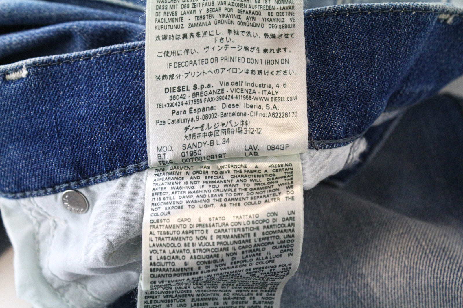 DIESEL Sandy-B 084GP Women's Slim Bootcut Jeans W27/L34 Blue Cotton Stretch