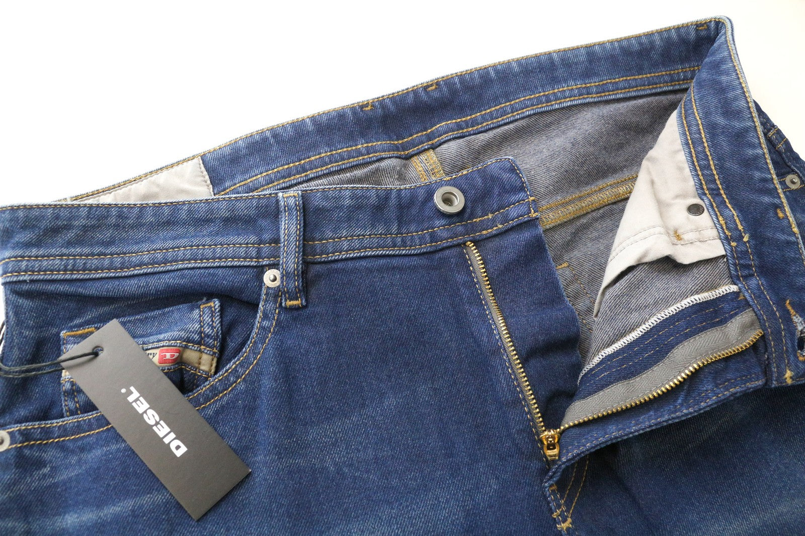 DIESEL Thommer 0870I Men's Slim Jeans W34 Blue Stretch Washed Denim 5-Pockets