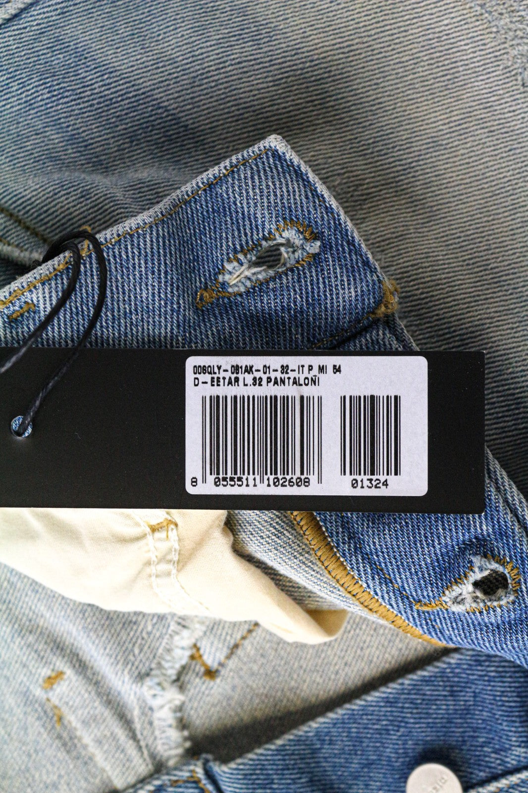 DIESEL D-Eetar 081AK Men's Tapered Jeans W32/L32 Blue Stretch Carrot Aged Look