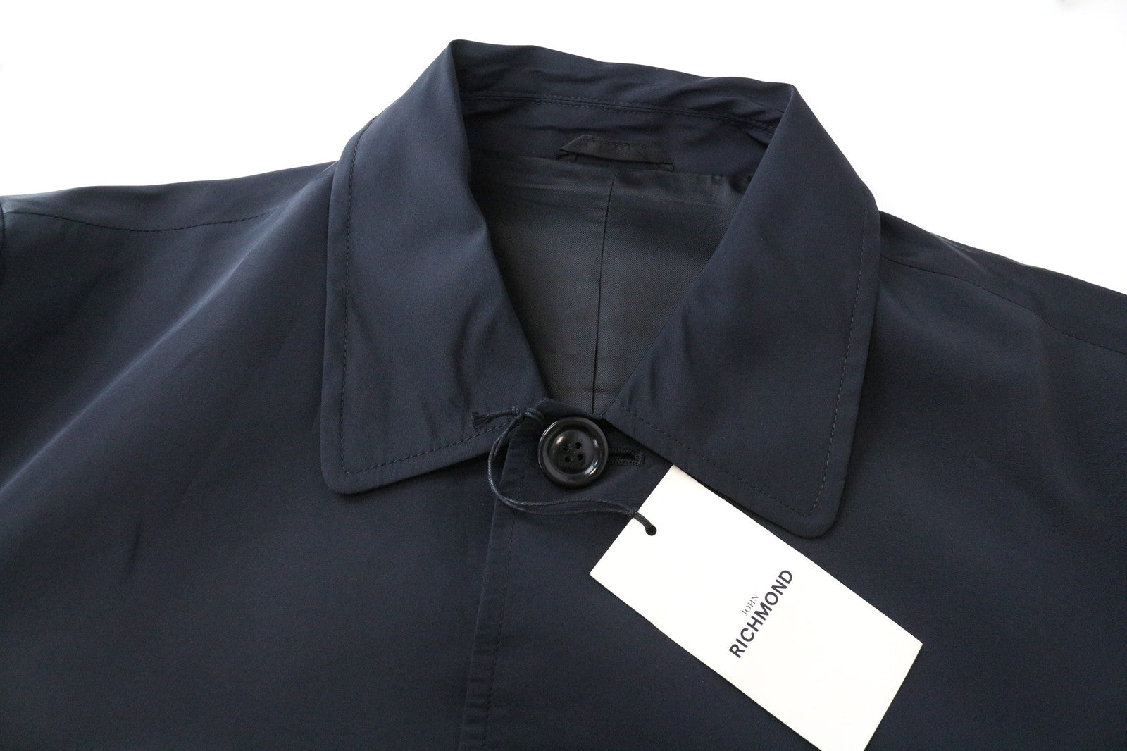 JOHN RICHMOND vyriška striukė UK20, tamsiai mėlyna, šilko mišinio, ilgomis rankovėmis, vienaeilė 