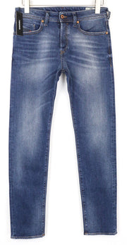 DIESEL Buster 084NS vyriški džinsai W28/L32 Slim Tapered, skalbtos mėlynos spalvos, tamprūs 