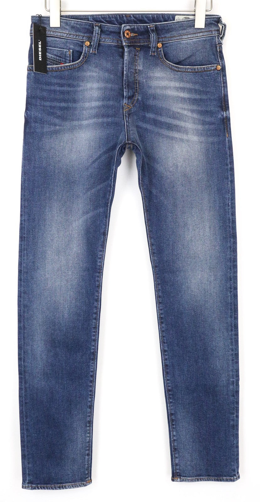 DIESEL Buster 084NS vyriški džinsai W28/L32 Slim Tapered, skalbtos mėlynos spalvos, tamprūs 