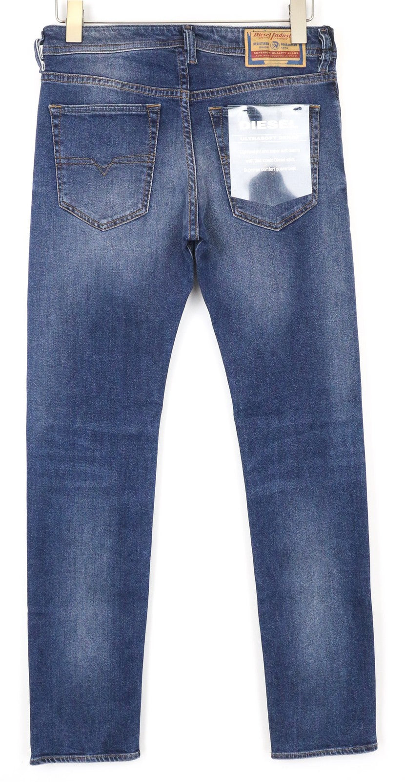 DIESEL Buster 084NS vyriški džinsai W28/L32 Slim Tapered, skalbtos mėlynos spalvos, tamprūs 