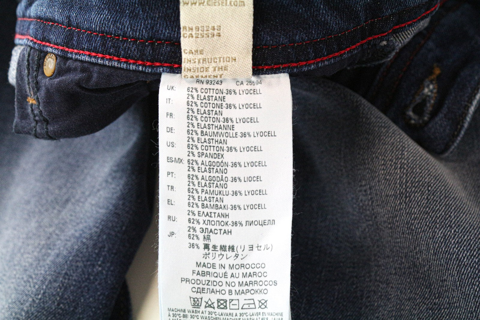 DIESEL Buster 084NS vyriški džinsai W28/L32 Slim Tapered, skalbtos mėlynos spalvos, tamprūs 