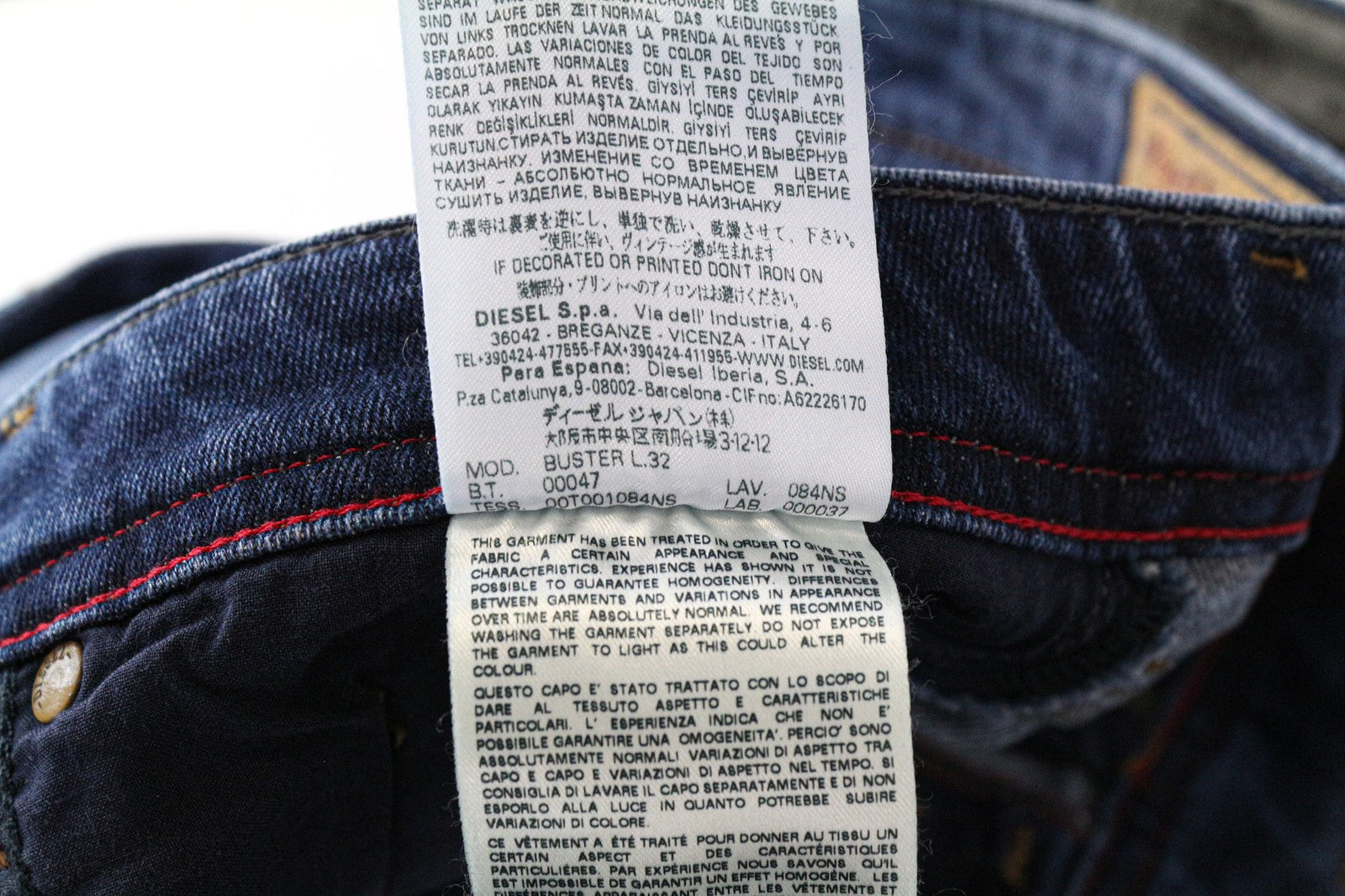 DIESEL Buster 084NS vyriški džinsai W28/L32 Slim Tapered, skalbtos mėlynos spalvos, tamprūs 