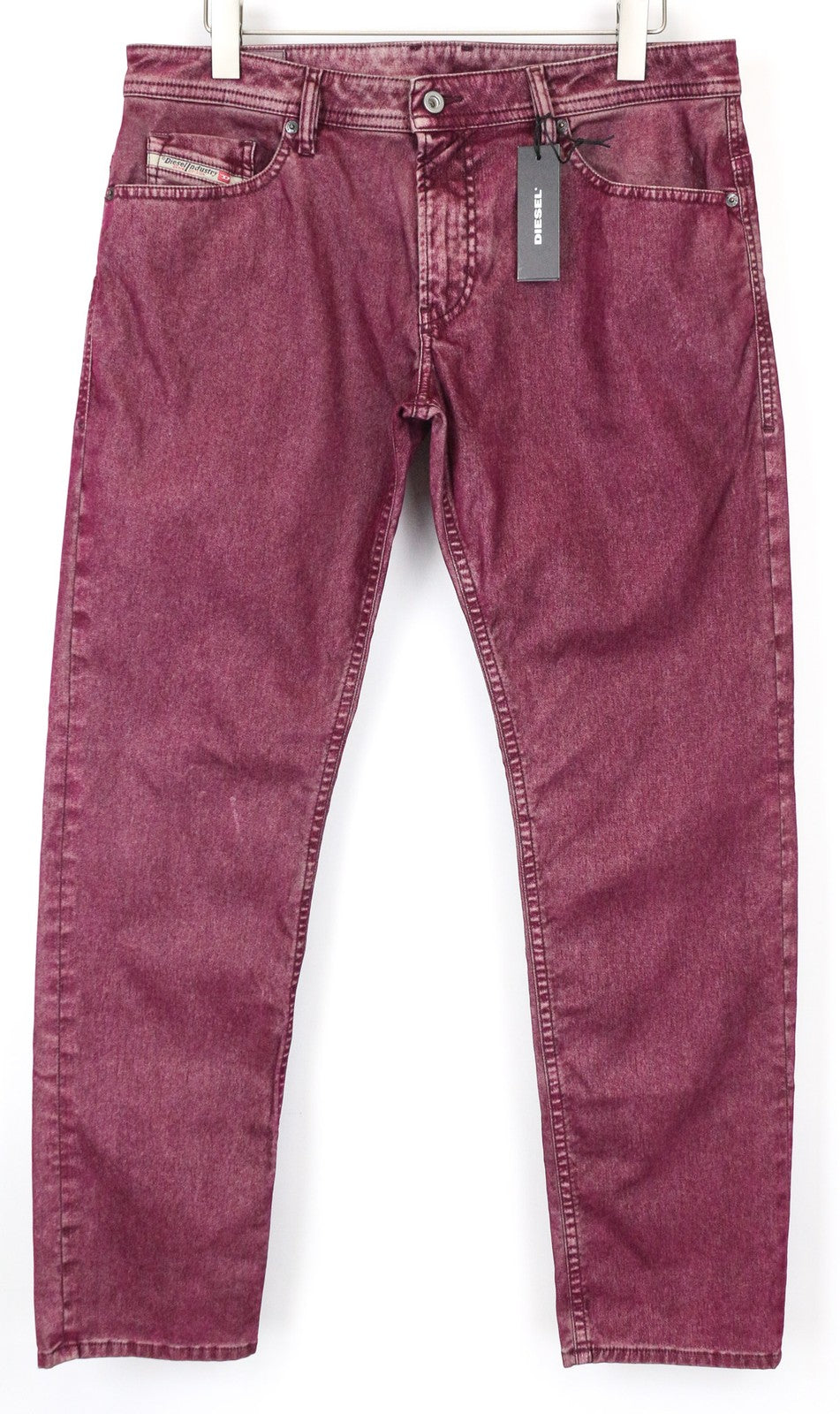 DIESEL Thommer 0091T Men's Jeans W34 Slim Fit 5-Pocket Purple Red Velvety