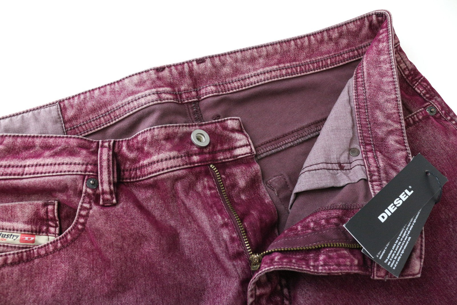 DIESEL Thommer 0091T Men's Jeans W34 Slim Fit 5-Pocket Purple Red Velvety